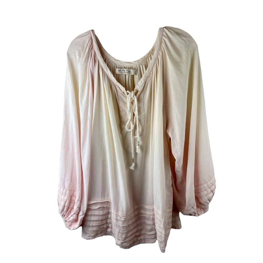 We The Free Tie Dye Blouse Size S Long Arm Linen Blend Casual Beach Wear